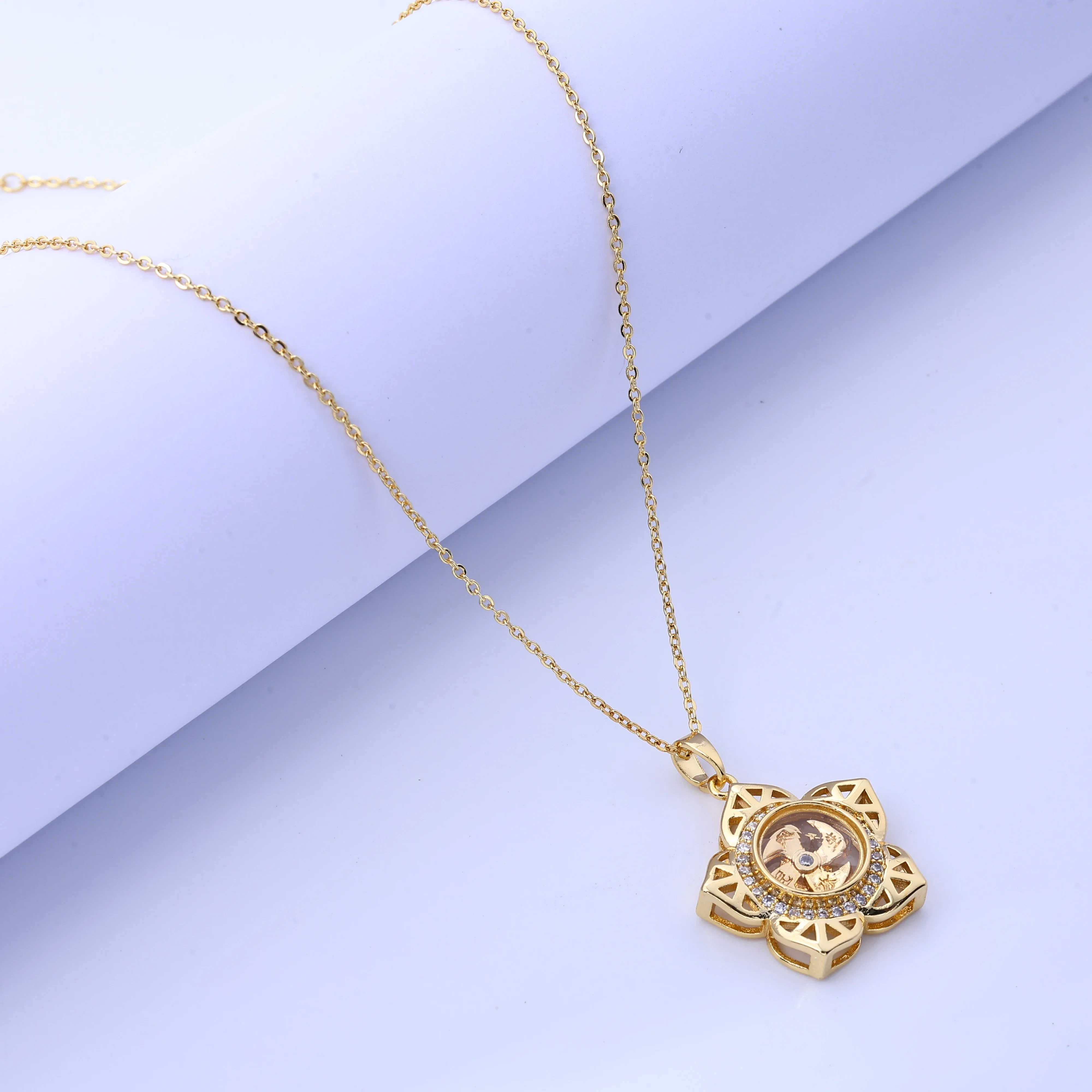 새로운 빈티지풍 다이아몬드 인레이 회전 목걸이, 유니섹스 디자인