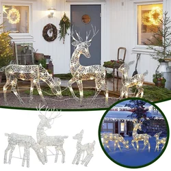 LED Light Iron Art Elk Deer Christmas Garden Decor Glowing Glitter Reindeer Xmas Home Outdoor Yard Ornament Decoration