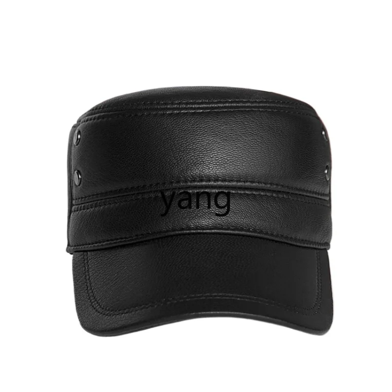 

LMM high-end leather baseball cap men's middle-aged and elderly youth hat winter dad sheepskin ear protectors