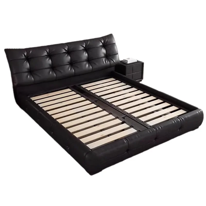 

Italian style, light luxury, master bedroom, modern, minimalist, leather bed, flush edge, soft bag