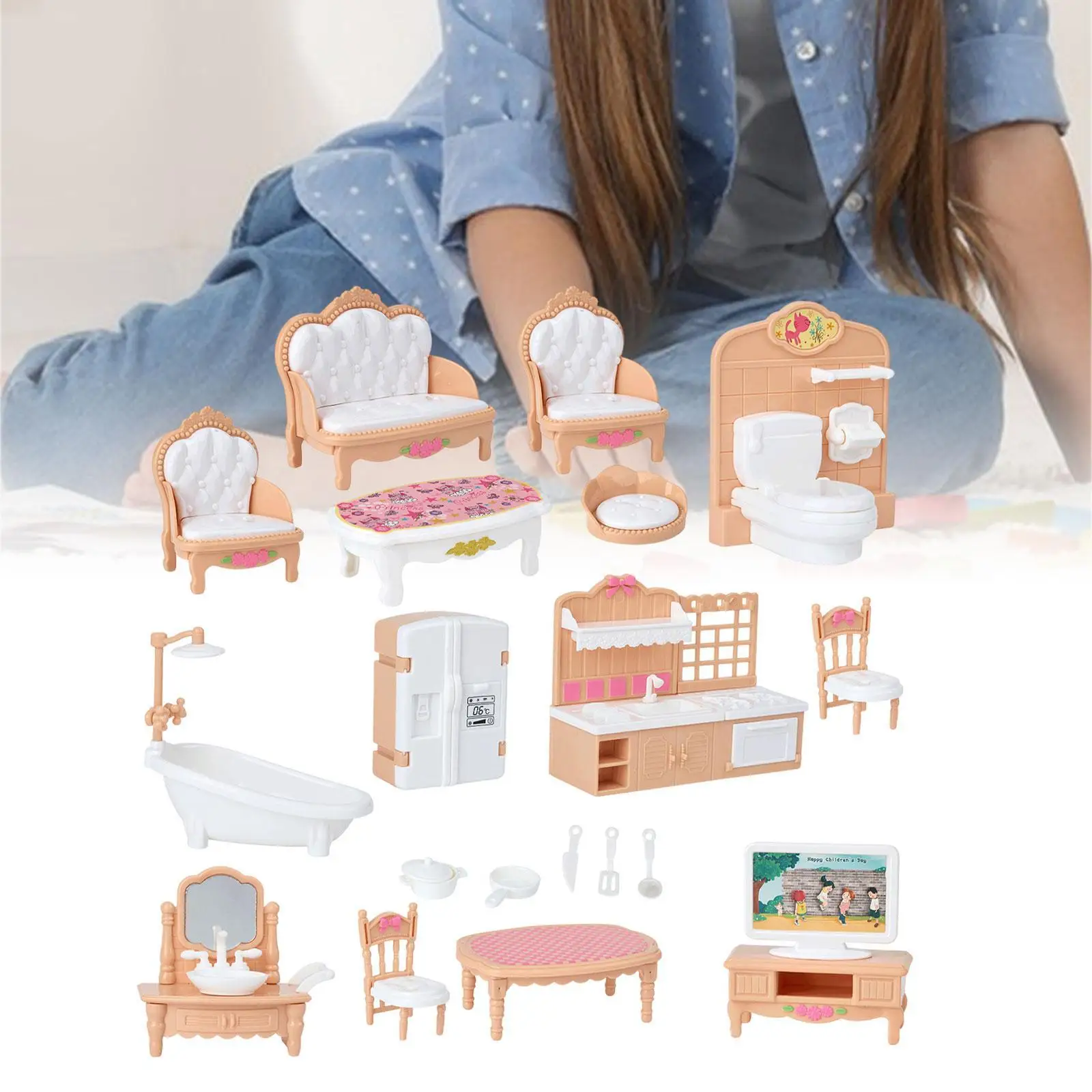 Dollhouse Furniture Accessories Set Classic Play House Accessories for Kids