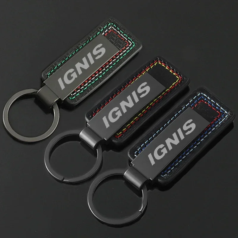 Simple Fashion Keychains Metal Carbon Fiber Leather Keyring for Suzuki IGNIS Logo 2026 Men's Women's Key Ring Chain Accessories