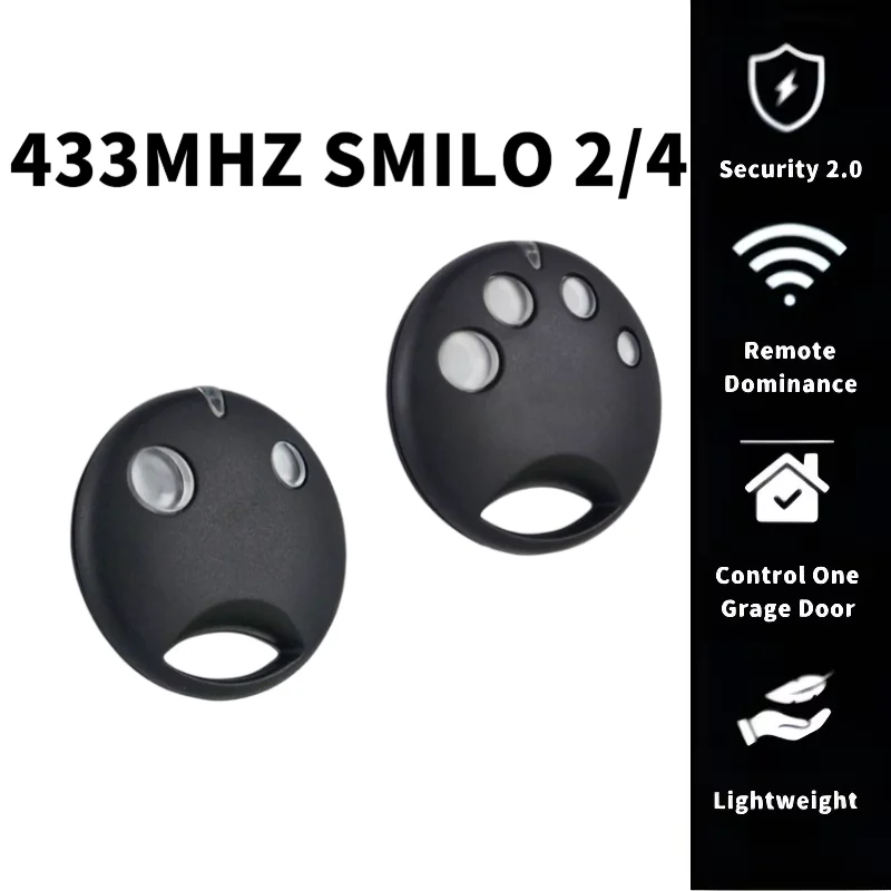 Smilo 2 peças sm2 sm4 controle remoto de garagem 433mhz código de rolamento transmissor controlador receptor de motor de porta de garagem