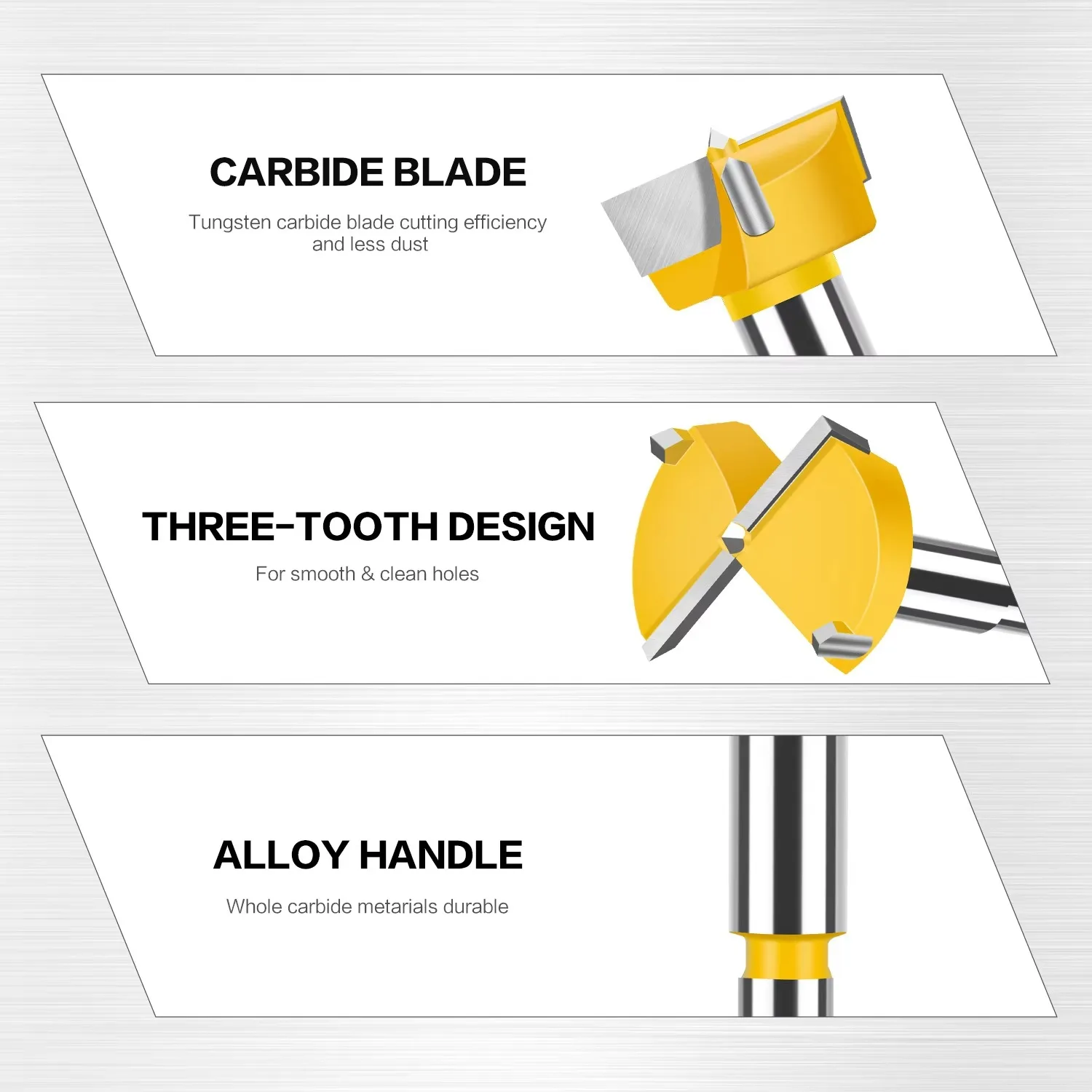 1PC 15mm-20mm Forstner Tips Woodworking Tools Hole Saw Cutter Hinge Boring Drill Bits Round Shank Carbide Cutte