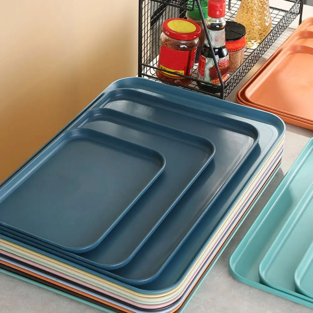 Colorful PP Pallet Plastic Tray Food Bread Pan Rectangular Storage Hotel Service Tray Dessert Pallet Household Kitchen Supplies