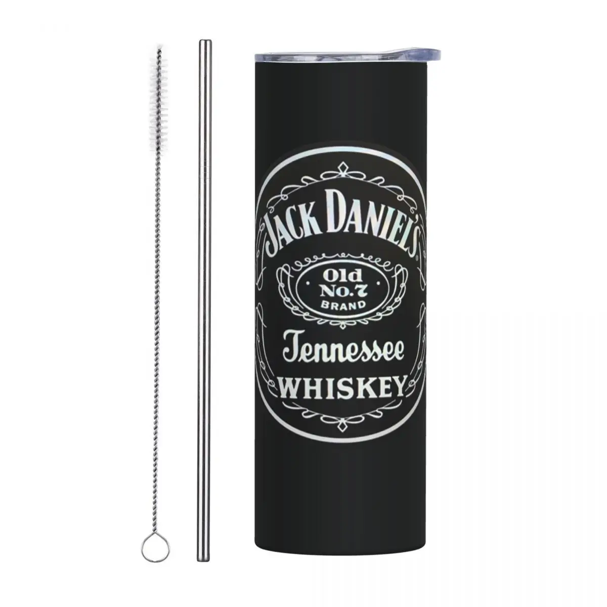 J-JACK DANIELS Whiskey Brand Stainless Steel Tumbler Vacuum Insulated Mug Thermal Cold Cups Straw With Lid 20oz