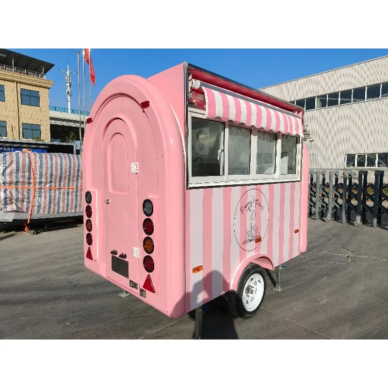 Portable Multi-functional Black Sunshade Food Cart for Street Food and Beverage Shops food truck trailer Customized