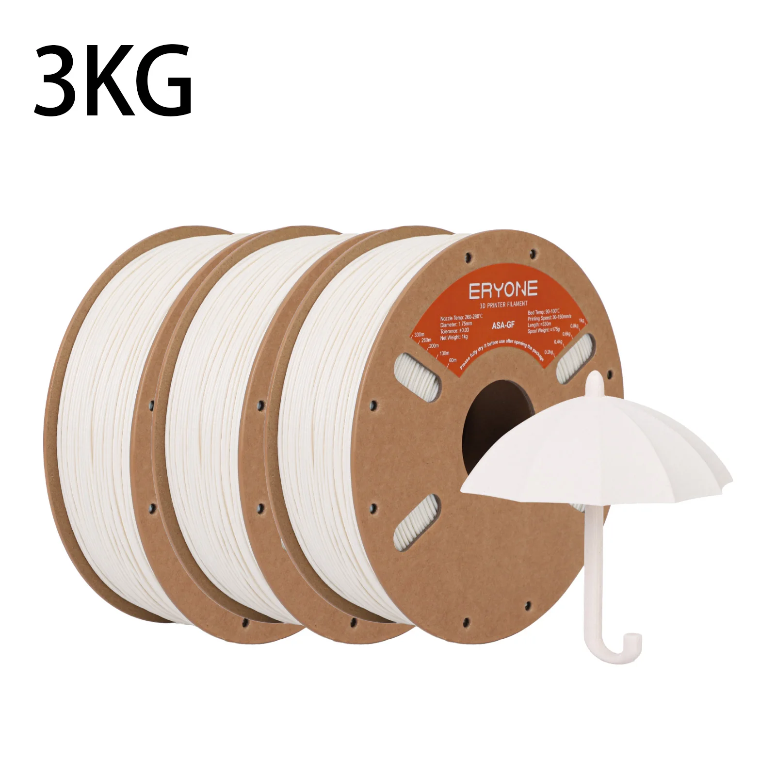 ERYONE Glasvezel ASA-filament, 3D-printen ASA GF-filament, 1,75 mm +/- 0,03 mm, 1 kg (2,2 lbs)/spoel