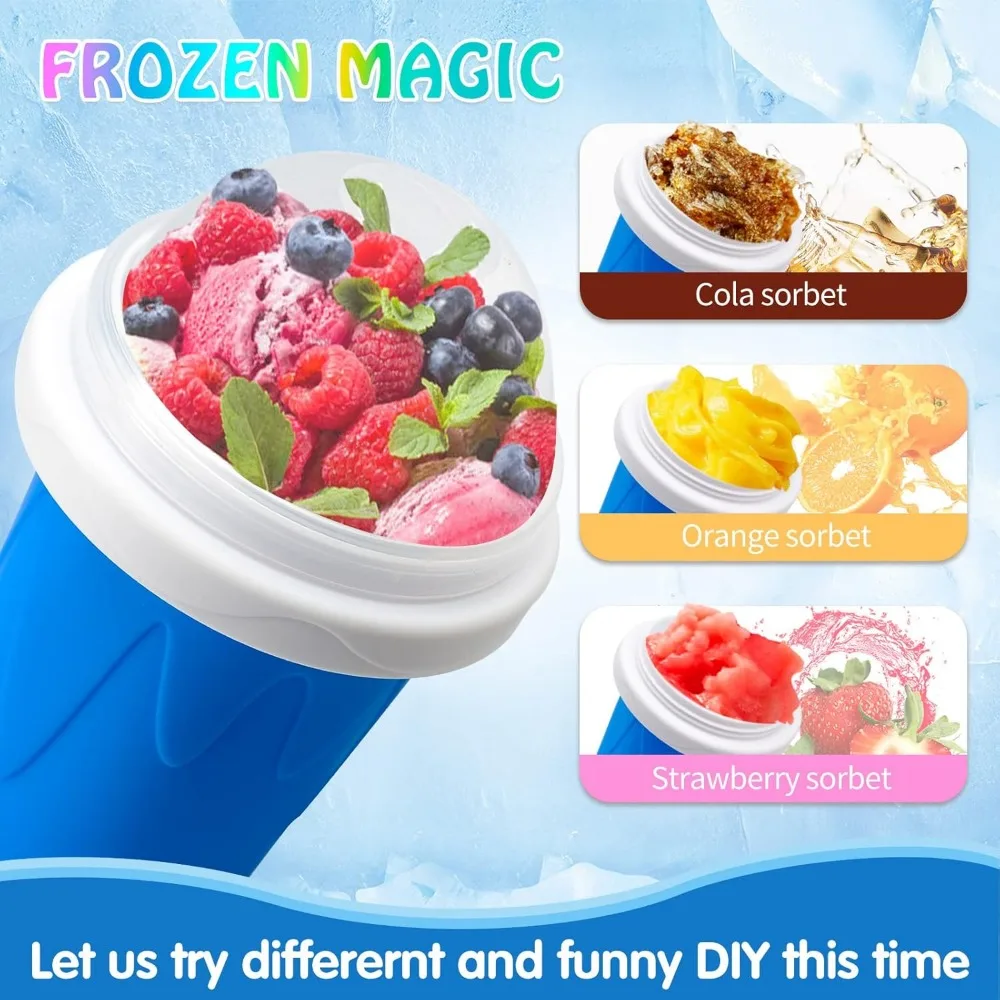 Slushie Maker Cup Magic Quick Frozen Double Layer Cooling Squeeze Cup Homemade Ice Cream Maker DIY It for Children and Family