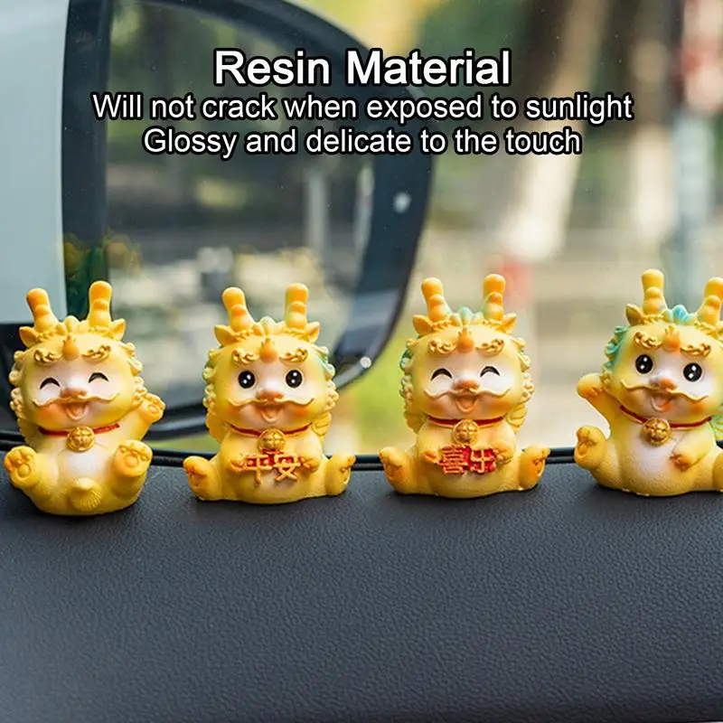 Year Of The Dragon Car Ornaments Resin Dragon Zodiac Decorative Figurine Lucky Car Interior Dragon Decoration For Fortune Wealth