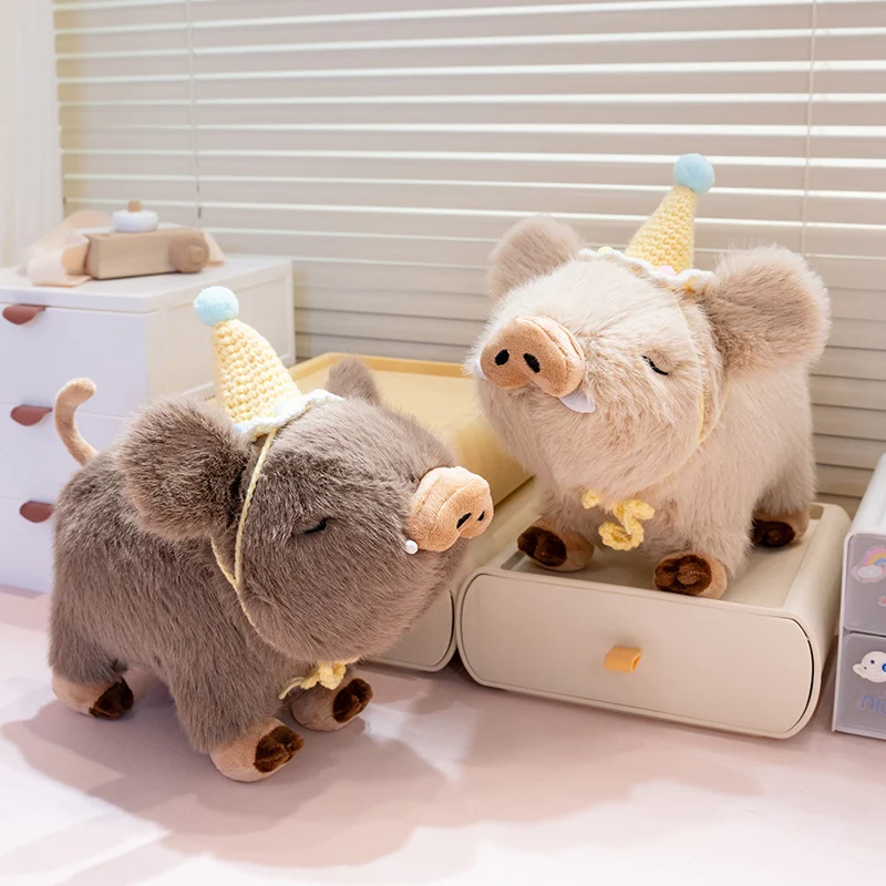 

Simulation Wild Boar Plush Toy Cute Pig Plush Doll Birthday Hat Pig Fluffy Comfortable Feel Stuffed Animal Pig Kid Birthday Gift