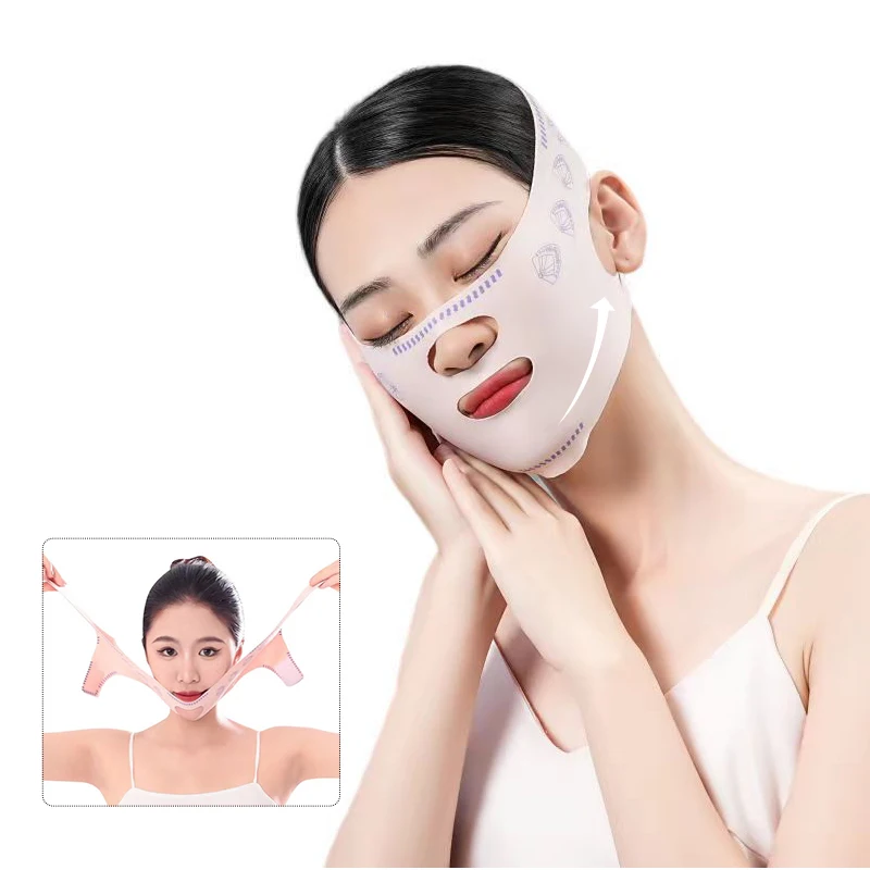 Vendaje de adelgazamiento Facial de alta elasticidad, máscara de estiramiento Facial en V transpirable para dormir, Reduce la papada, cinturón para esculpir la cara