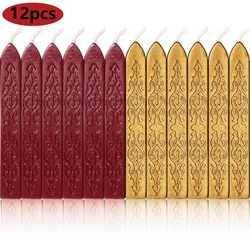 12 Pieces Red,Gold Sealing Wax Sticks with Wicks for Letter Sealing Stamp Wedding Invitations, Packaging Decoration