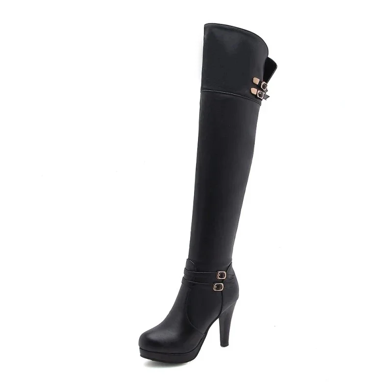 Oversize Large size Big size womens fashion boots Pointed toe Thin heel winter boots for women platform boots Comfortable