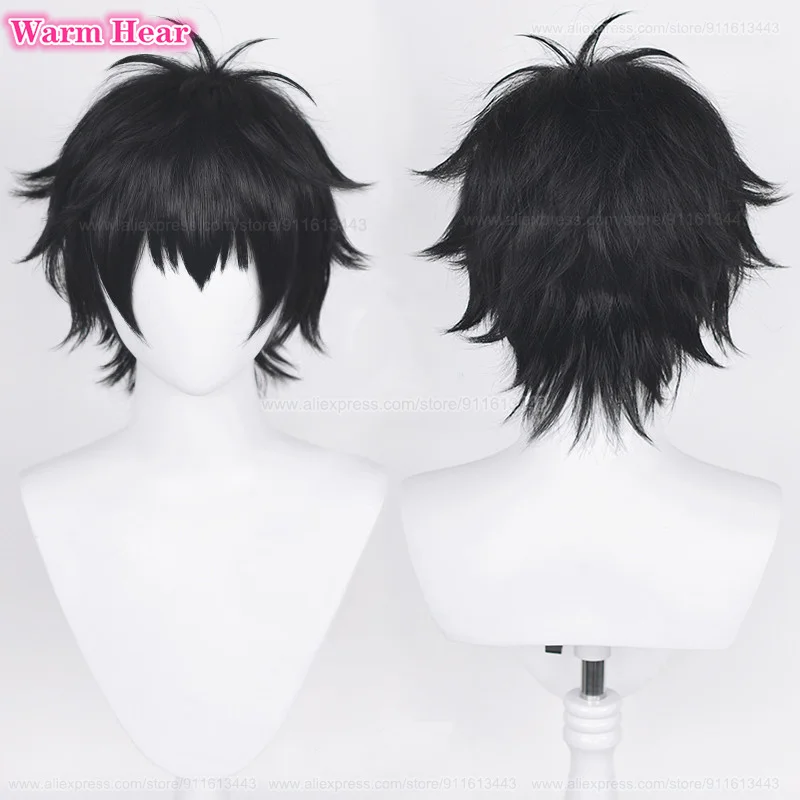 In Stock Yuta Okkotsu Synthetic Wig Anime 2 Styles 30cm Black Cosplay Wigs And Ring Heat Resistant Hair Party Wigs + A Wig Cap