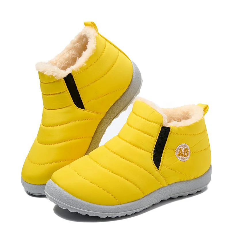 Winter Children\'s Cotton Shoes Plush Warm Snow Boots Non-Slip Waterproof Fashion Kids Shoes Boys Girls Solid Slip on Sneakers