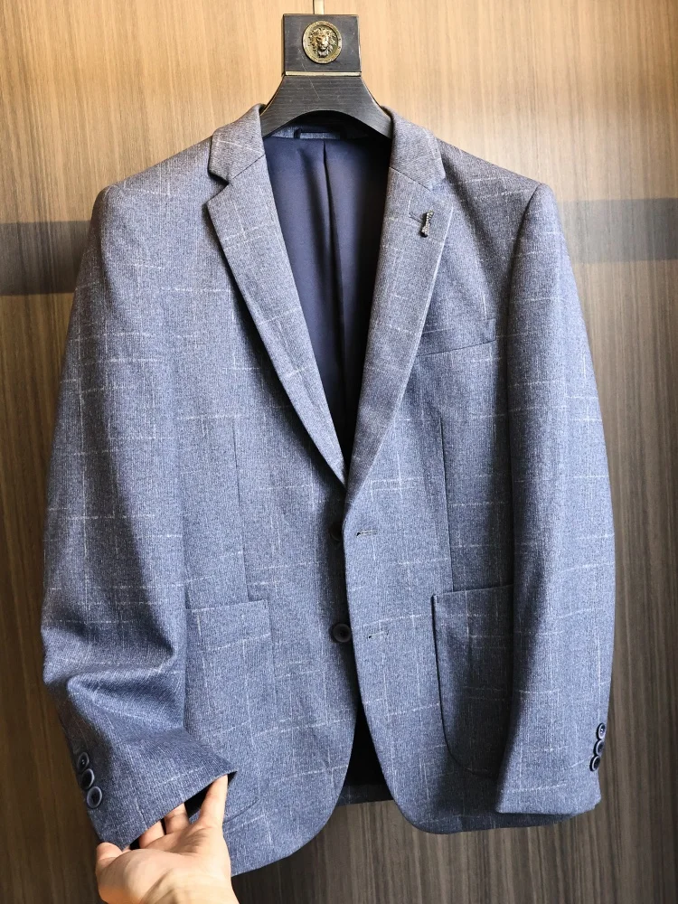 Business Casual Men's Suit Soft Spring Commute Plain Spread Collar Comfortable Breathable Polyester Blend Long Sleeve Coat