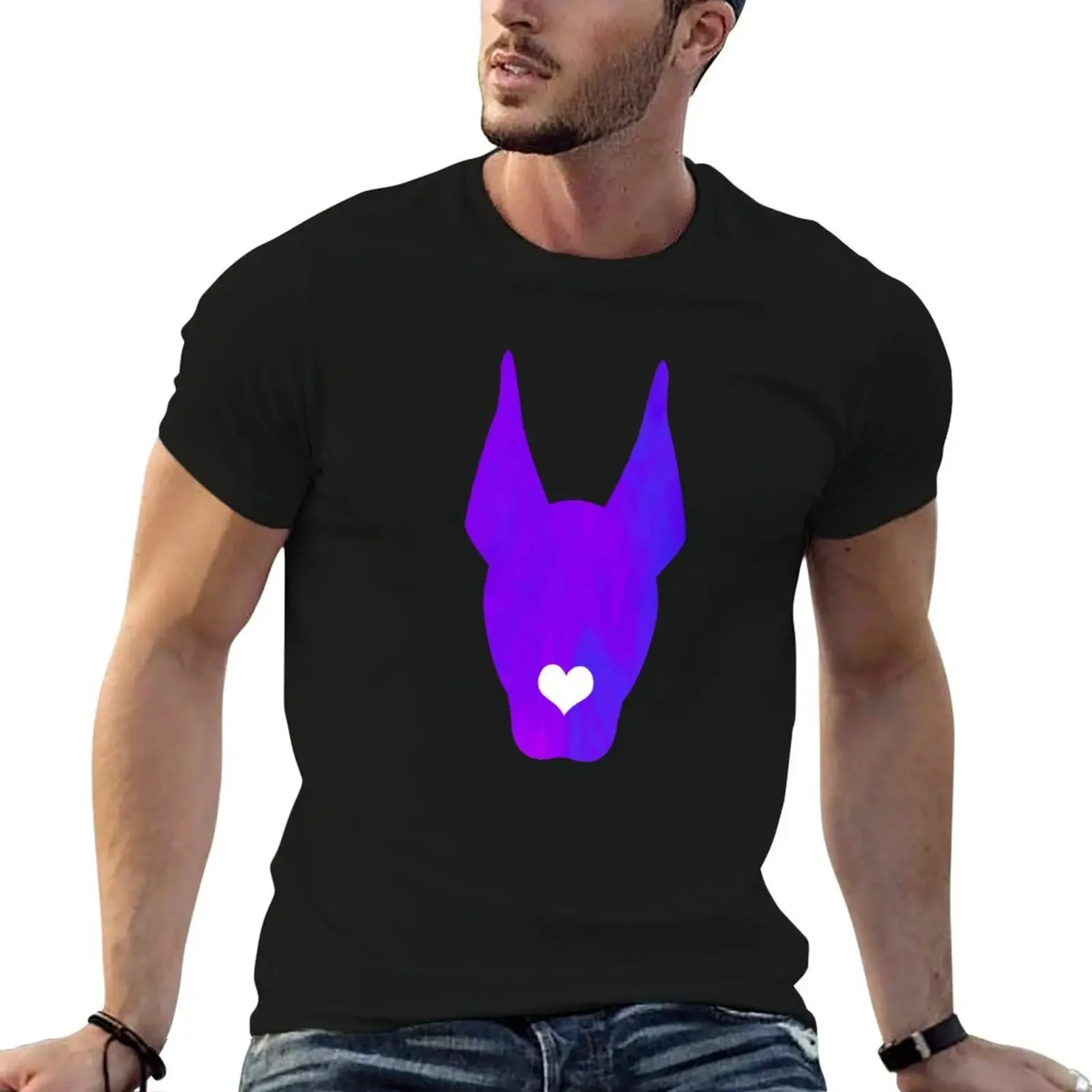 funny doberman pinscher heart dog watercolor T-Shirt tops anime tshirt customs summer top Men's t-shirts