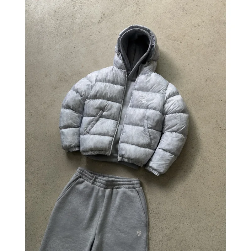 

2025 New Autumn/Winter Trendy Street Solid Color Warm Embroidered Pattern Design Zipper Hooded Double Hat Cotton Jacket