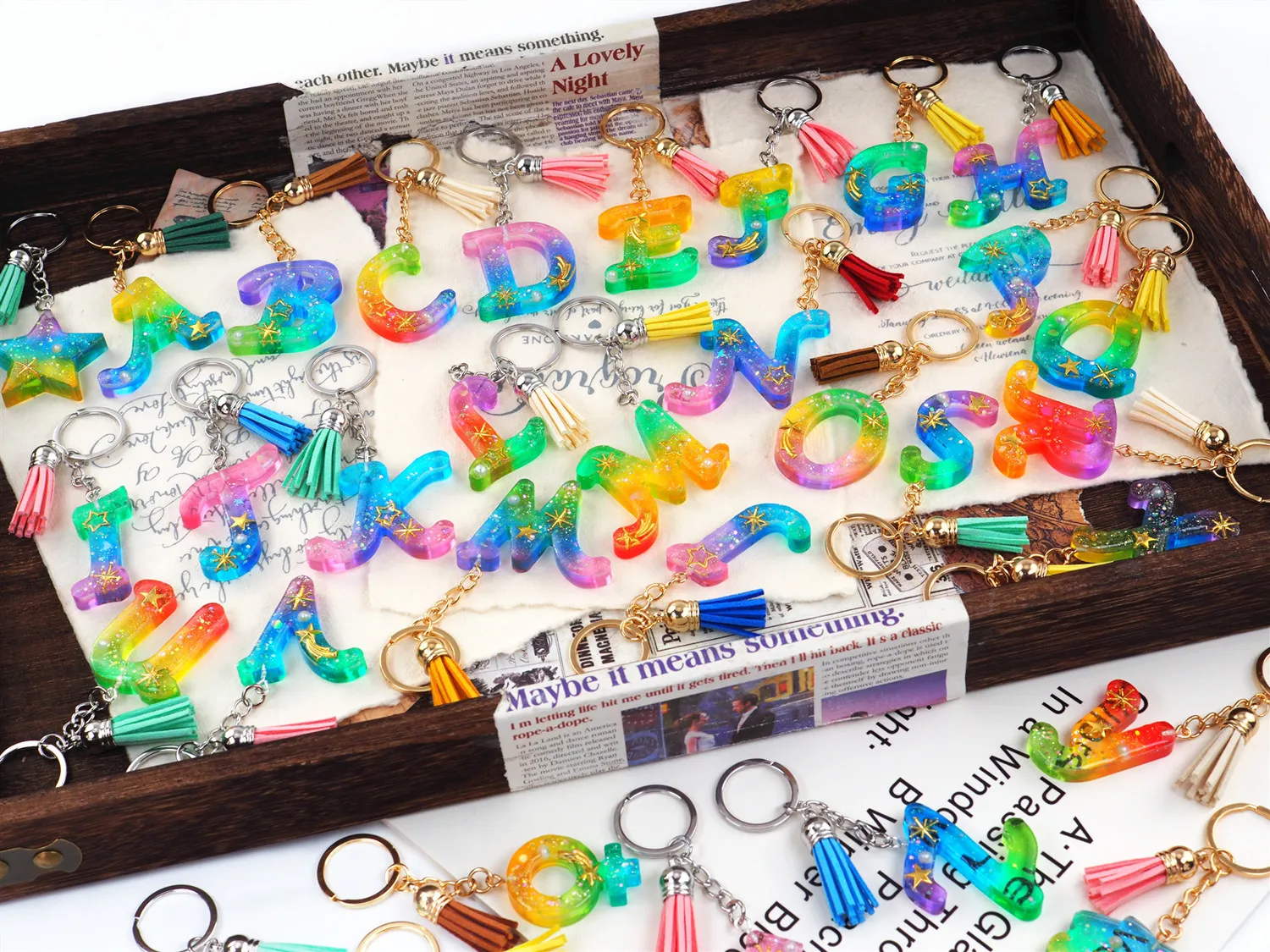 DIY Crystal Epoxy Resin Letter Pendant Keychain Mold English Word Jewelry Making Silicone Mould DIY Home Decoration Tools