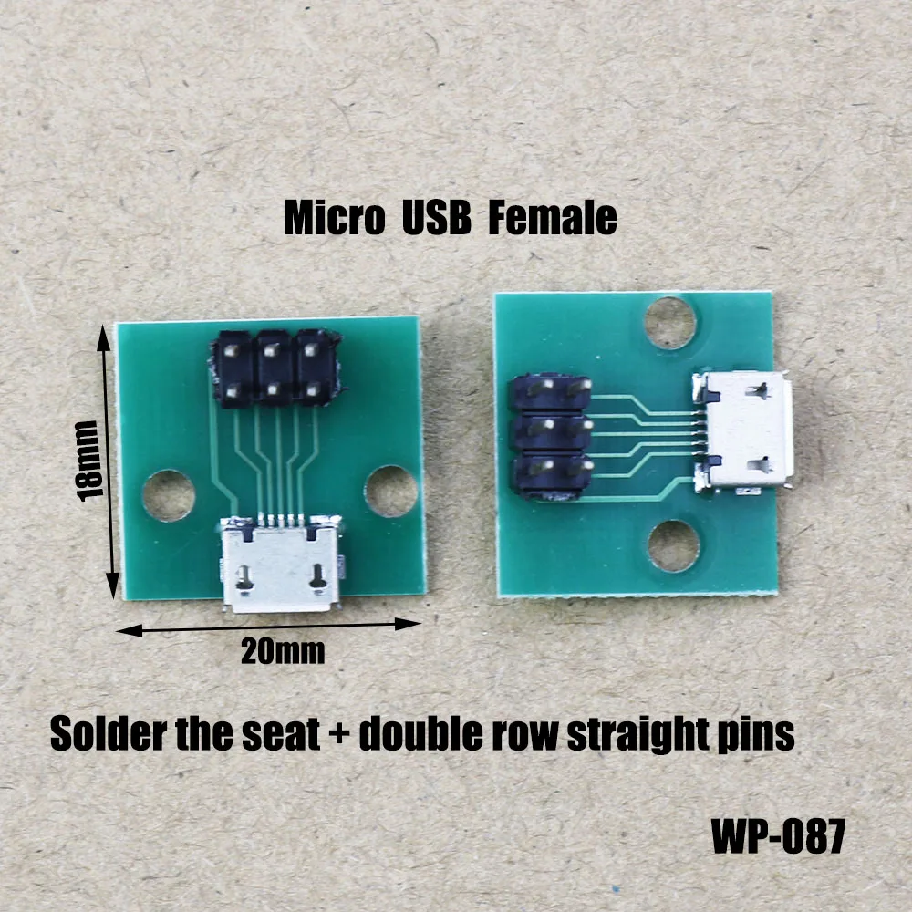 1Pce Micro USB With PCB Board Female Connector With Straight Needle For Android Samsung Huawei Xiaomi And Other WP-087