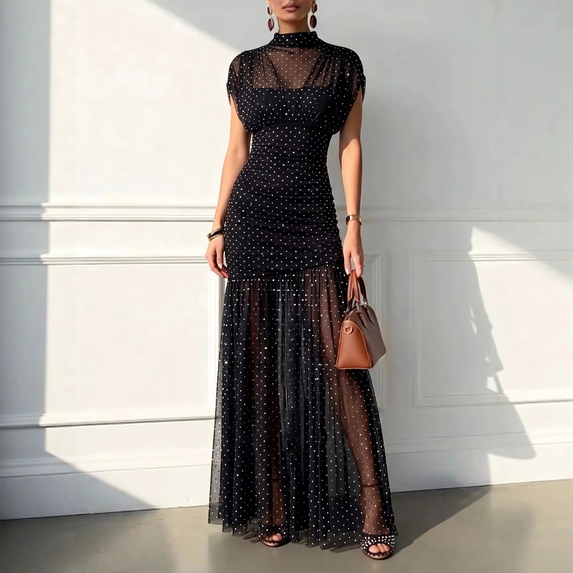 2026 Smart Fit Sequin. Evening Clothes Banquet Light Luxury Clothes Mesh Party Clothes Long Clothes Vestidos