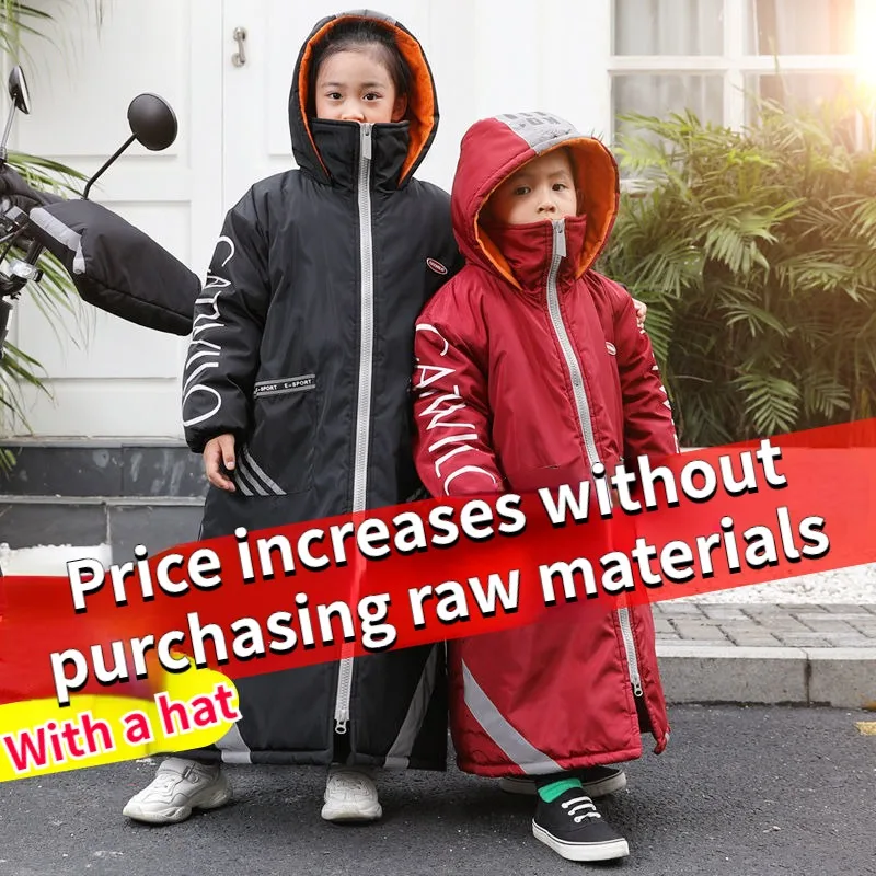 Electric Motorcycle Children's Windproof Quilt Cover Winter Back Seat Waterproof Integrated Plush Thick Insulation Windproof