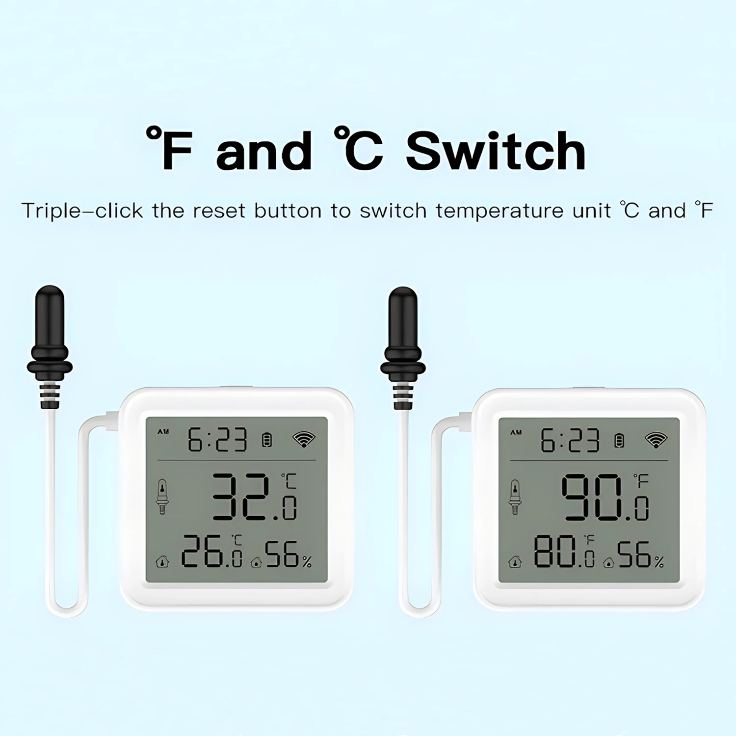 Imagem -03 - Sensor Inteligente de Temperatura e Umidade Tuya Wifi Zigbee Sonda Externa Switch Trabalho com Alexa Assistente do Google 12 24h Novo