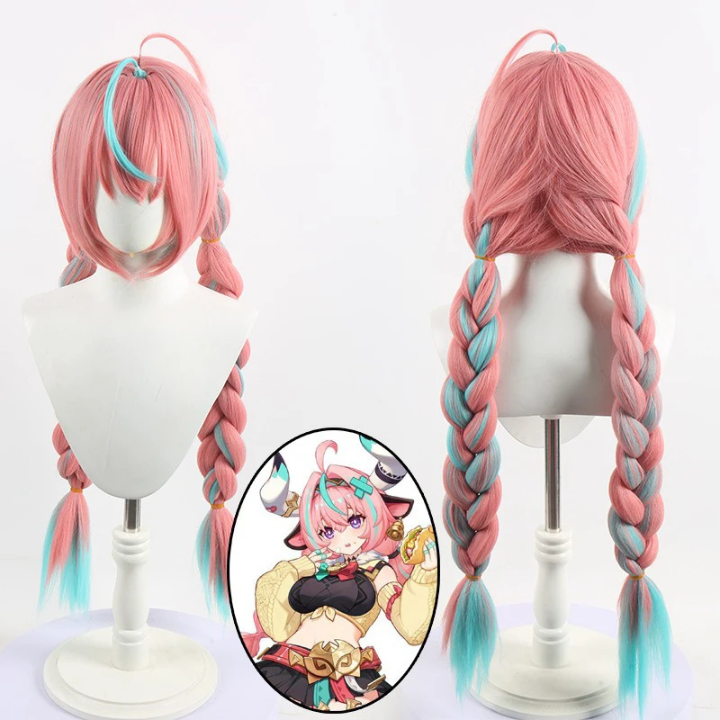 

Cosplay Wig Genshin Impact Valesha Powder Long Braid Hair Festival Party Daily Wear High-temperature Silk Simulated Hair
