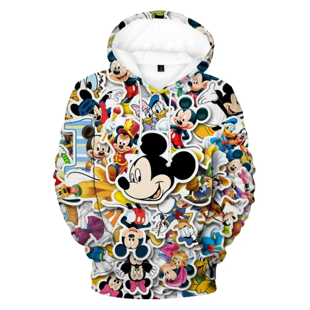 Sudadera con capucha oficial de dibujos animados de Mickey Mouse de Disney, sudadera con capucha de algodón puro para primavera y otoño, sudadera con capucha Y2K para hombre y mujer
