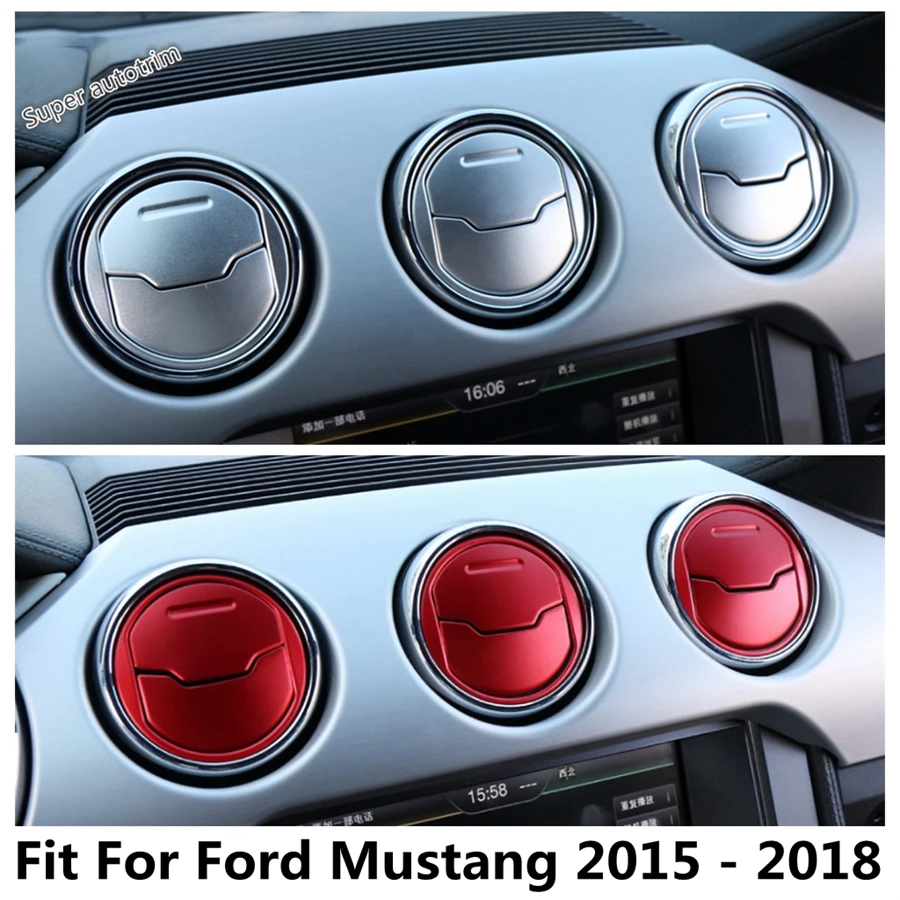 

Dashboard Middle Central Air Vent Outlet Ring Decoration Cover Trim Fit For Ford Mustang 2015 - 2018 Metal Accessories Interior