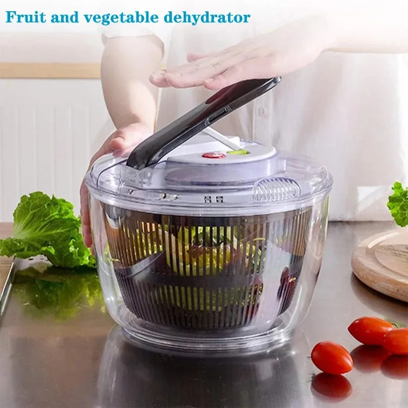 

Double Layer Rotating Vegetable Dehydrator Salad Spinner Manual Vegetable Fruit Dryer Kitchen Drain Basket