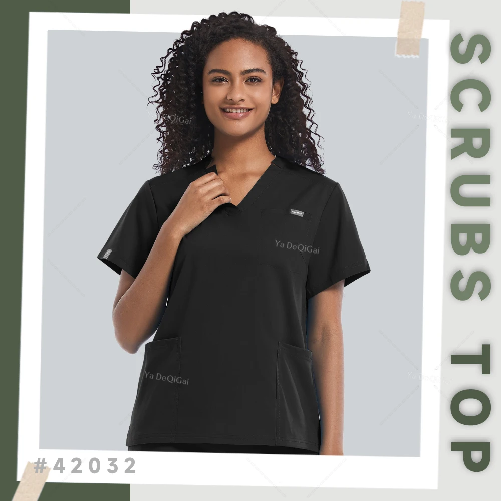 Uniforme d'infirmière pour femmes, vêtements médicaux à manches courtes, vêtements de travail cliniques avec poches, chemises de travail génératrices