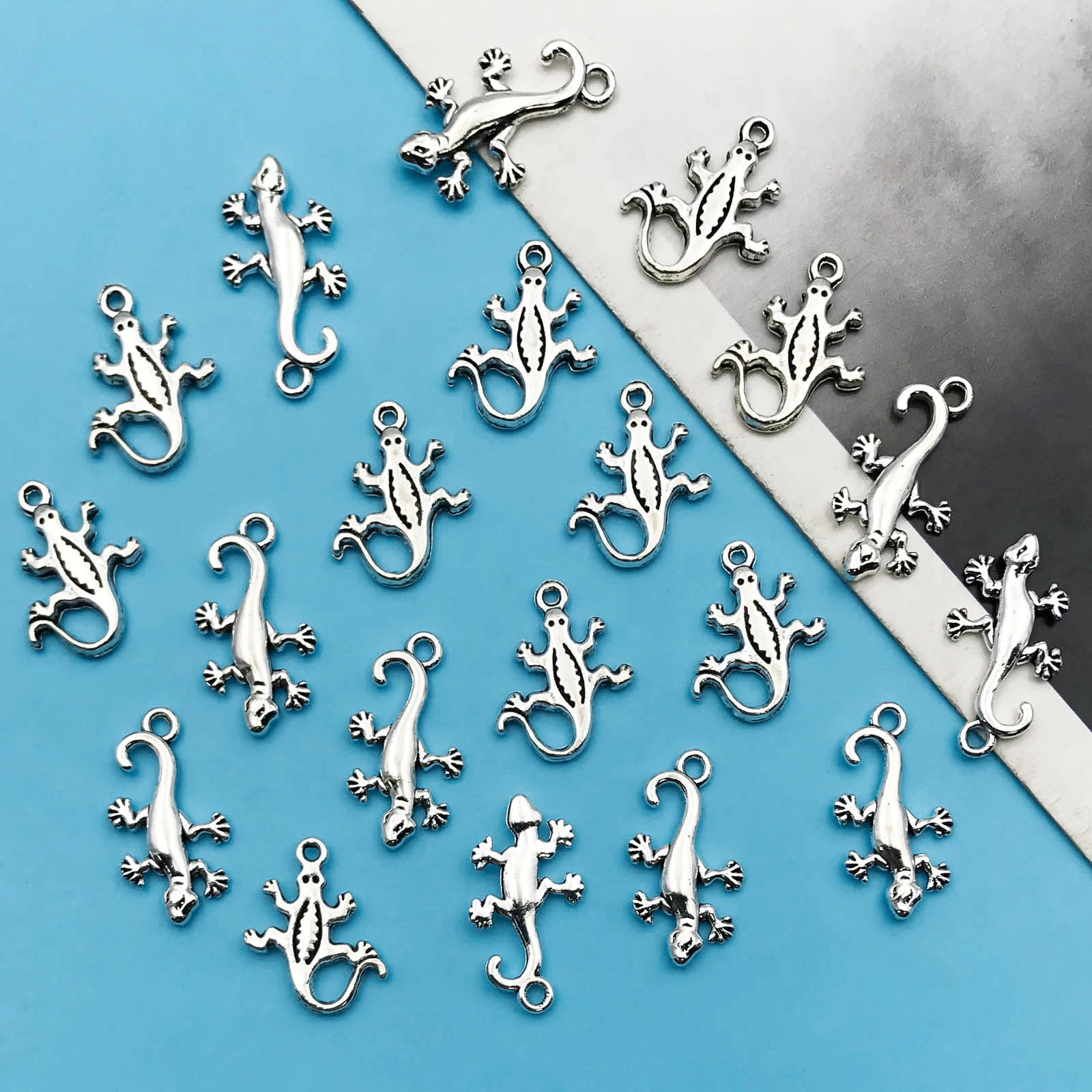 20pcs Antique Silvery House Lizard Charm For Jewelry Making DIY Handmade Personalized Necklace Bracelet Earring Keychain Pendant