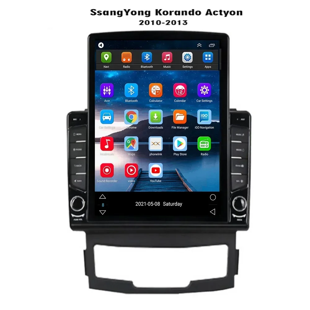 Android 13 For Tesla Style Vertical Screen Car Radio Stereo Multimedia Audio Player for SsangYong Korando Actyon 2010 - 2013