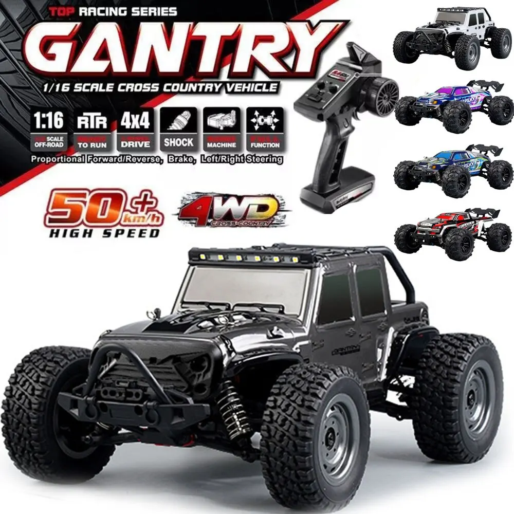 4WD RC Car With Led Lights 2.4G Radio Remote Control Cars Buggy Off-Road Control Trucks Boys Toys for Children 1:16 50Km/h