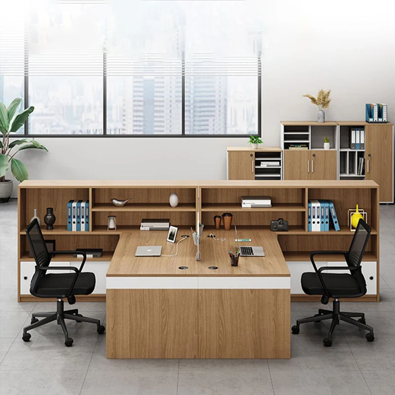 # Durable Wooden Workstation Office Desk | Modern Modular Computer Desk High Storage Cabinet Ample Capacity | Eco-Friendly
