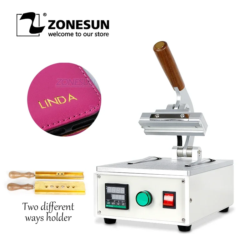 ZONESUN Custom Logo Hot Foil Stamping Machine Letter Leather Mobile Phone Bags Case Embossing Heat Press Machine