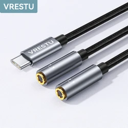 Typ C do podwójny 3.5mm Jack 3 5 AUX USB C do 3.5 dzielić się muzyką Audio 2 Adapter do słuchawek Extender dla Tablet/telefon Laptop PC układ DAC