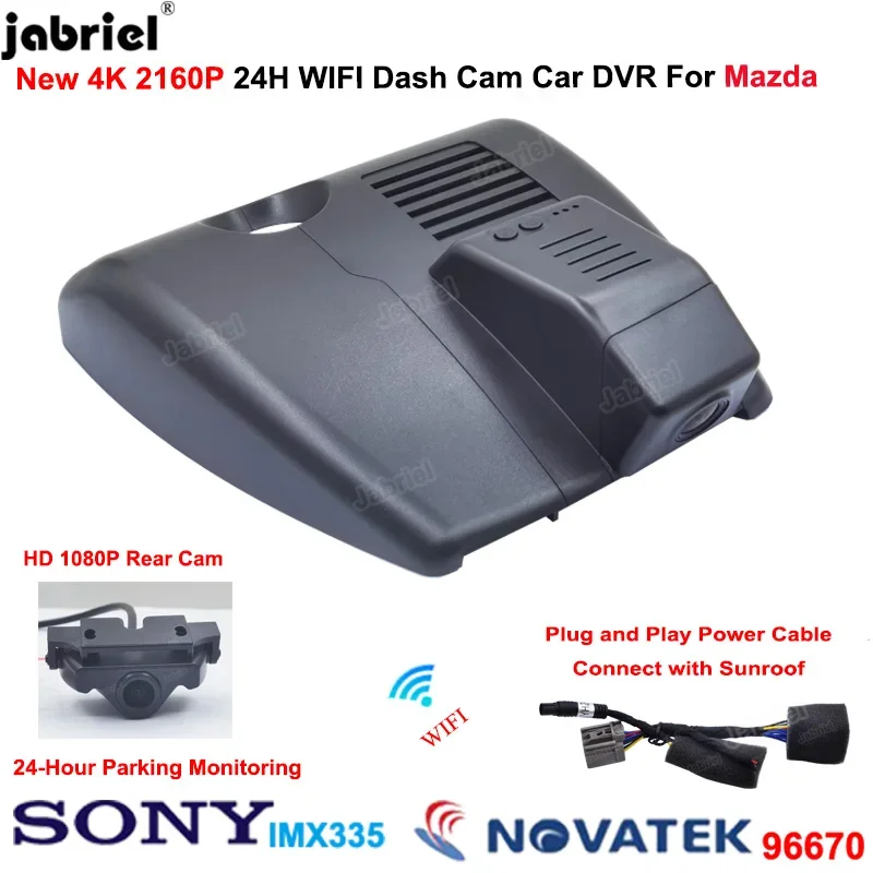 4K 2160P Wifi Car DVR Dash Cam Front and Rear for Mazda CX 5 KF CX 4 CX5 CX4 2018 2019 2020 2021 2022 Video Recorder Cameras 24H