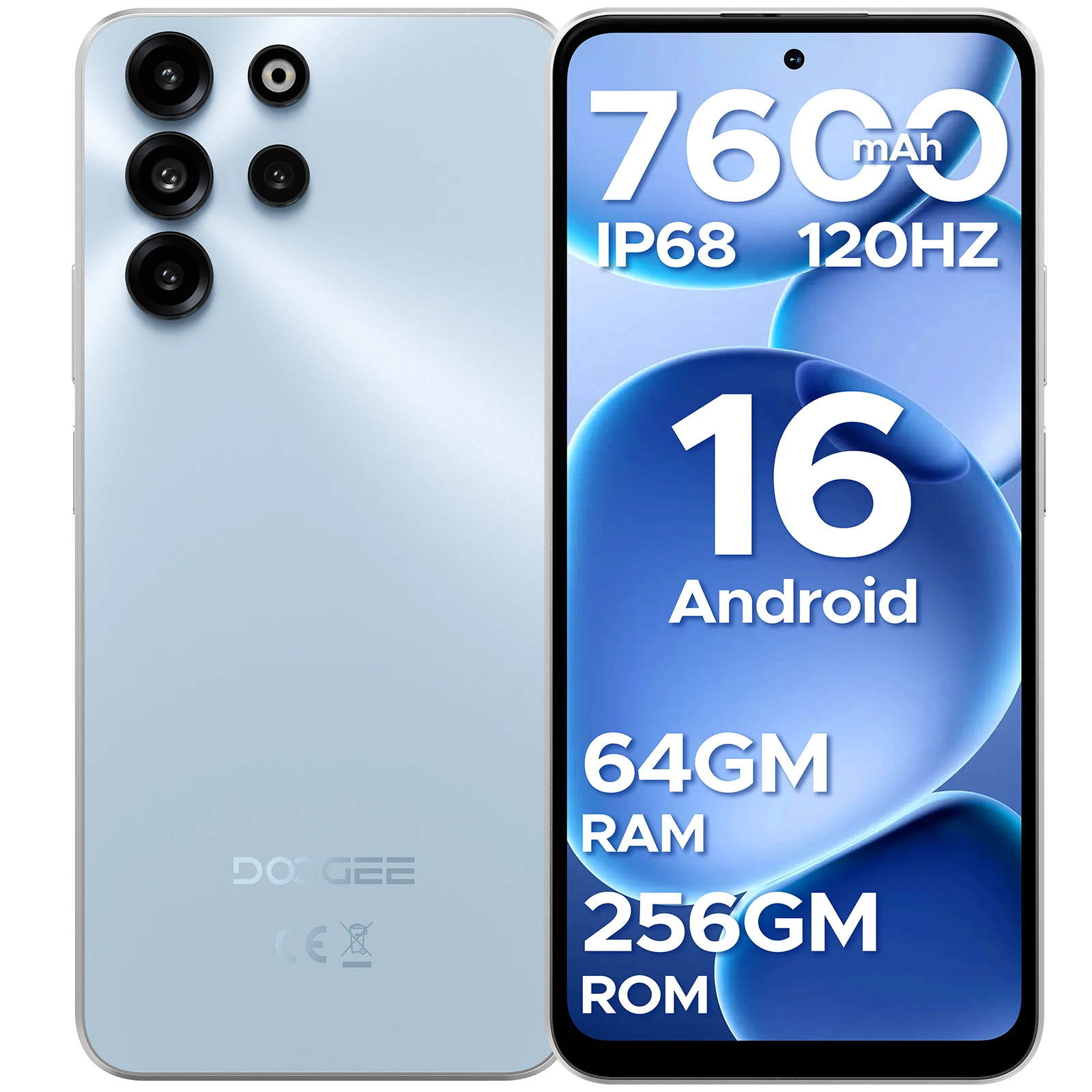 Doogee B10 Pro Smartphone 7600Mah Batterij 6.63'' 120Hz Scherm 64Gb Ram(8Gb+56Gb) 256Gb Rom 64Mp Camera Android 16 Mobiele Telefoon