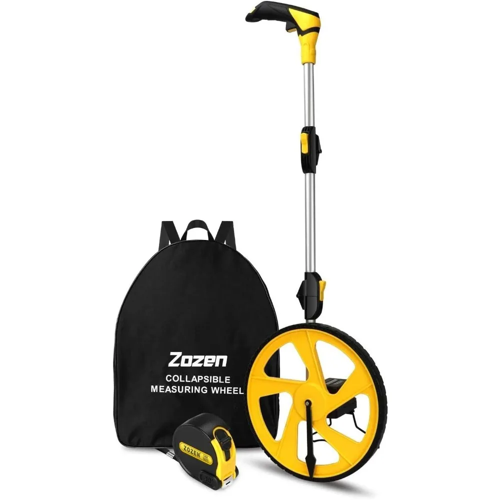 Measuring Wheel in Feet and Inches, Collapsible with One key to Zero, Kickstand, Starting Point Arrow and Cloth Carrying Bag