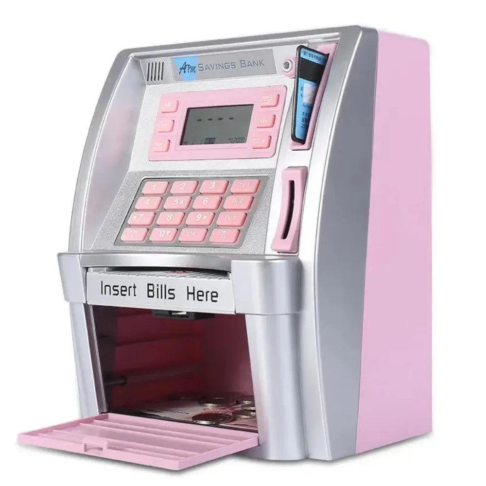 

2024 Electronic Piggy Bank ATM Cash Coins Saving Box Password Money Box ATM Bank Safe Box Automatic Deposit Banknote Kids Gift