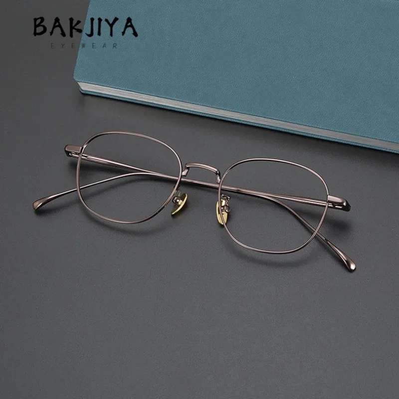 

New Gold-Silk Pure Titanium Full-Frame Women Eyeglasses Trendy Korean-Style Ultralight Square Optical Prescription Glasses Frame