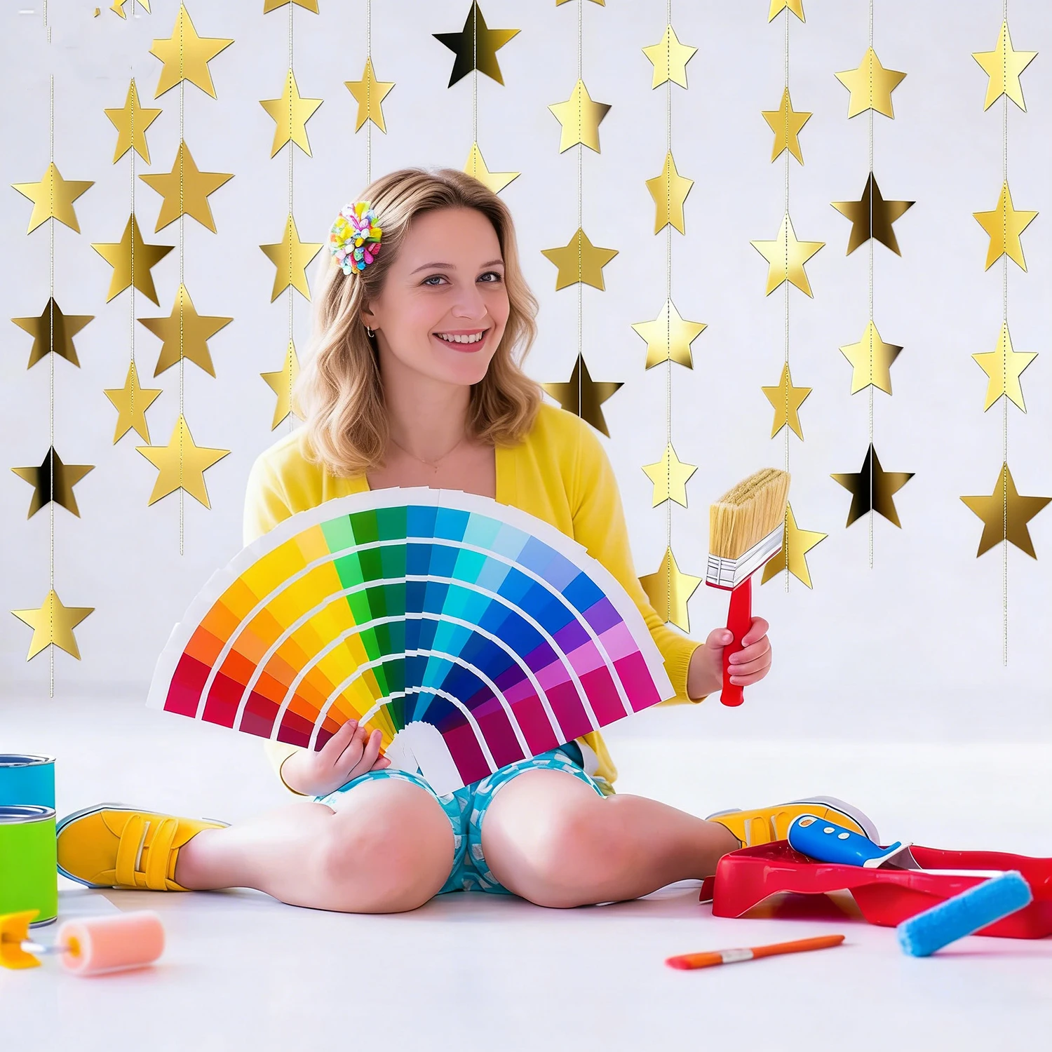 Gold Glitter Star Garland Banner - 130ft Christmas Party Decor, Wedding, Homecoming, Classroom, Halloween, Birthday Celebration 6