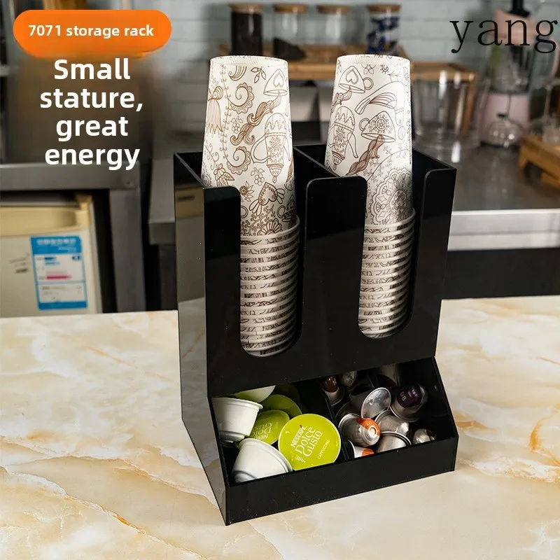 CX Black Acrylic Disposable Paper Cup Holder Milk Tea Shop Bar Sugar Packet Storage Rack