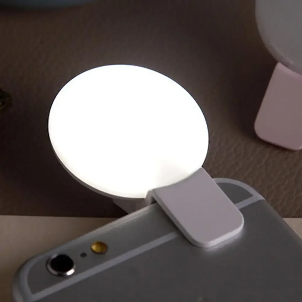 Anillo de luz LED para Selfie para teléfono móvil, portátil, Mini, duradero, práctico, tres torchas de atenuación, círculo, Clip de fotografía, luz de relleno