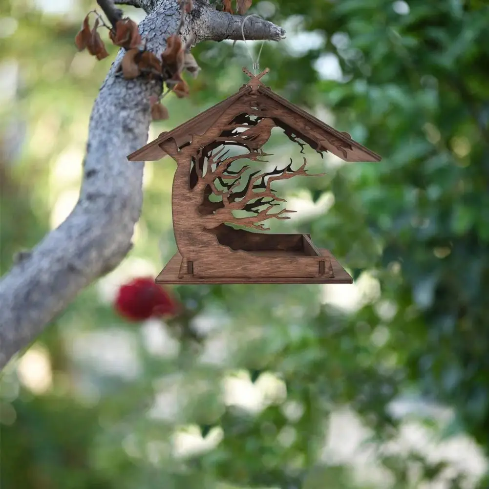 Birdhouse  Nice-looking Exquisite Eye-catching Wooden Food Feeder  Durable Feeder