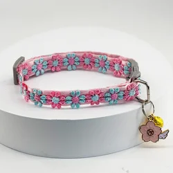 Collar de seguridad gato y perro ajustable con campana floral