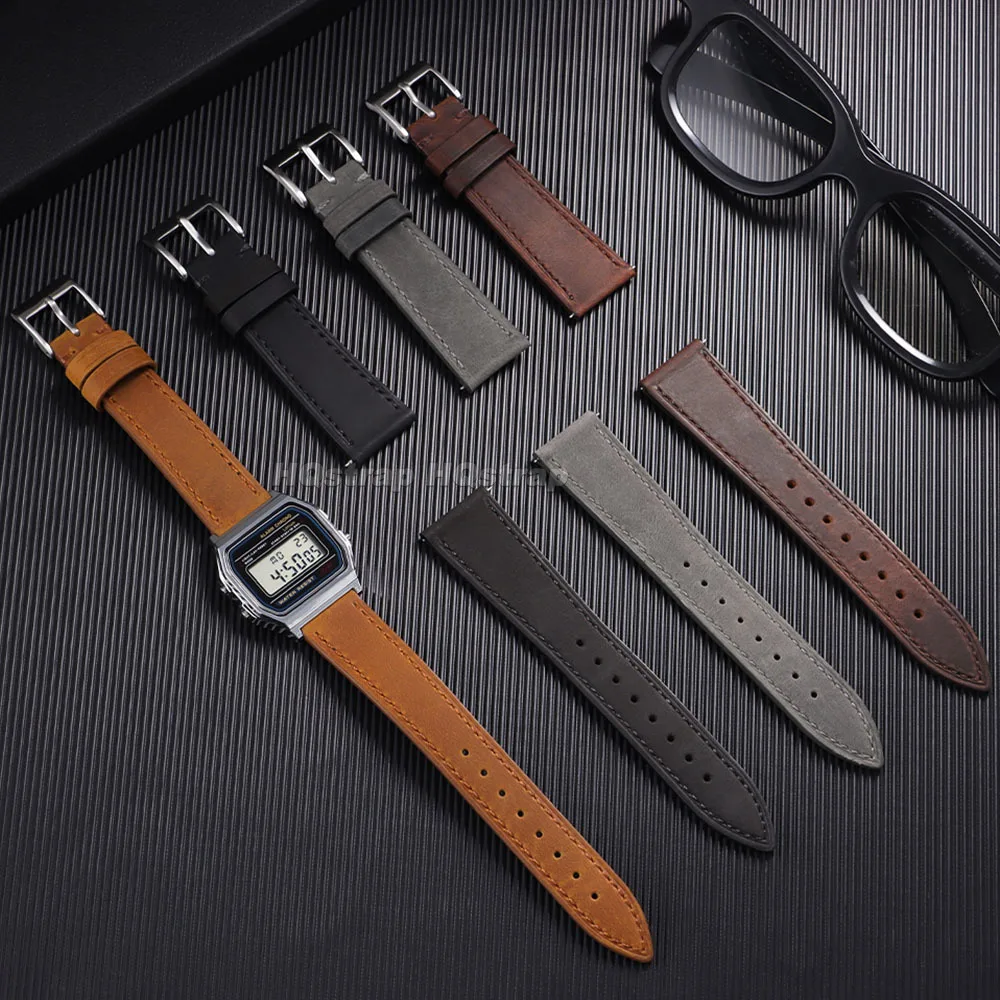 خمر حزام ساعة جلدية العالمي الإفراج السريع حزام الساعات 18/19/20/21/22/24 مللي متر ل Seiko ل أوميغا خياطة سوار جلد البقر #5